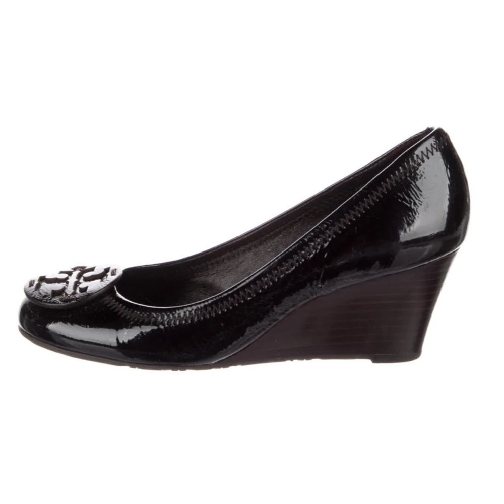 Tory Burch Sally Wedges Black Patent Leather - Size 9